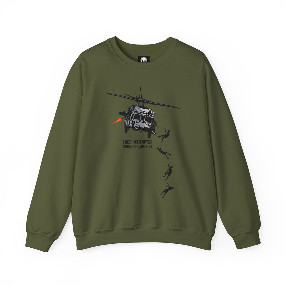 FREE HELICOPTER RIDES FOR ZOMBIES SWEATSHIRT