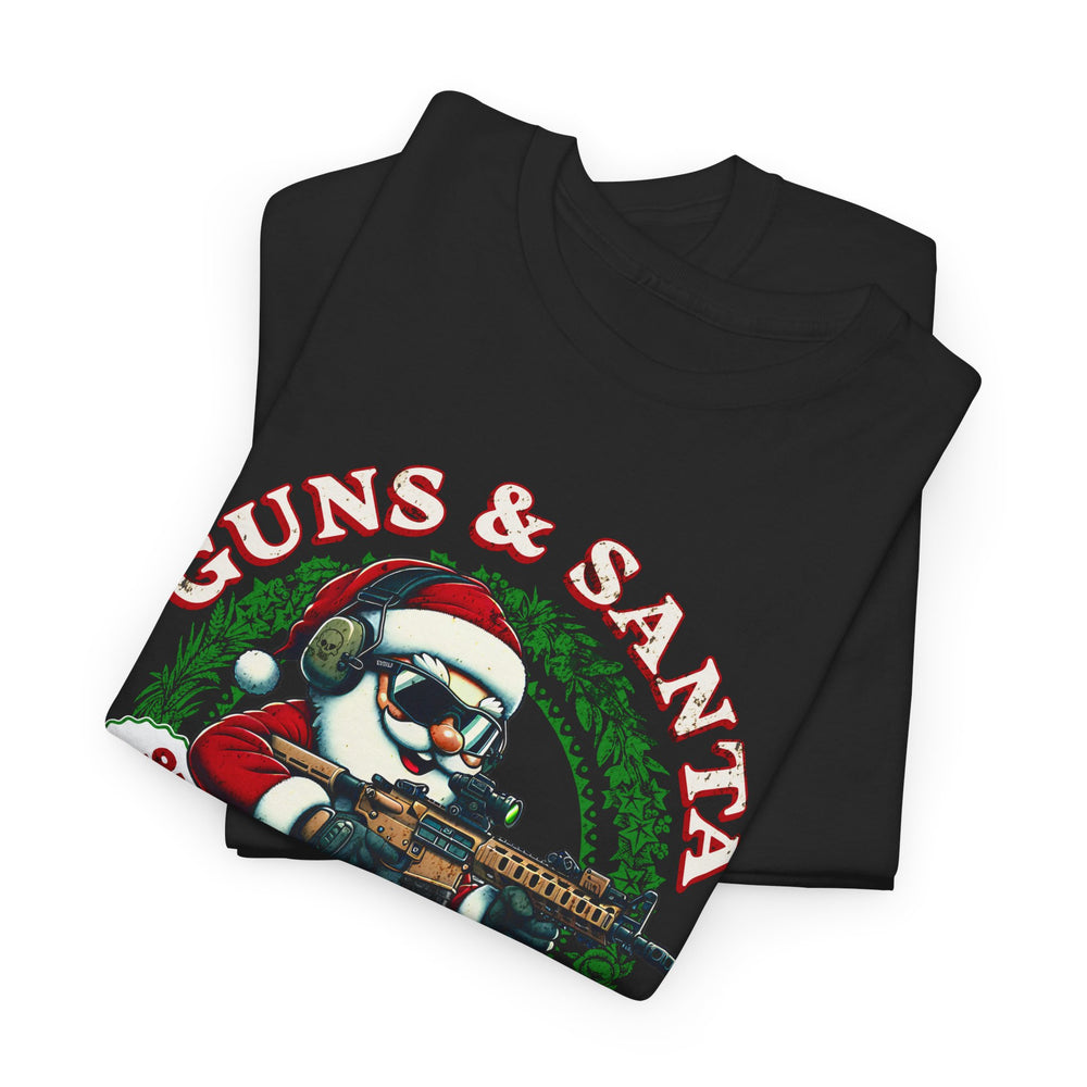 GUNS AND SANTA T SHIRT