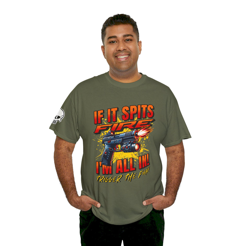 TACTICAL GUN SPITTING FIRE T SHIRT