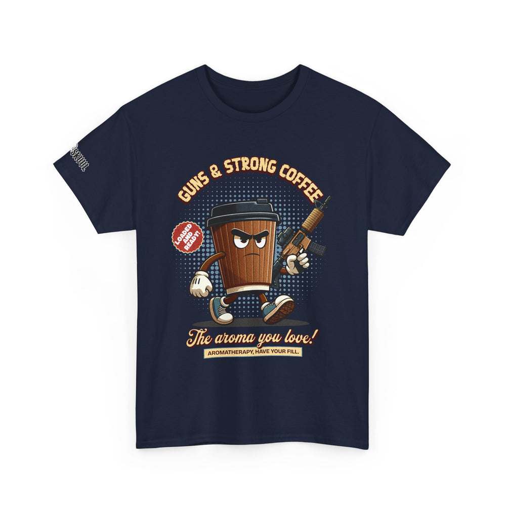 GUNS AND STRONG COFFEE T SHIRT