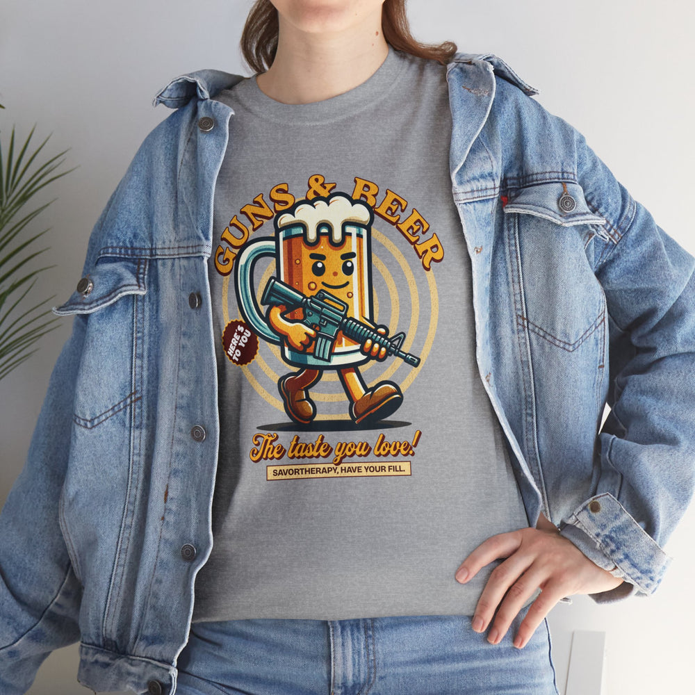 GUNS AND BEER VINTAGE T SHIRT