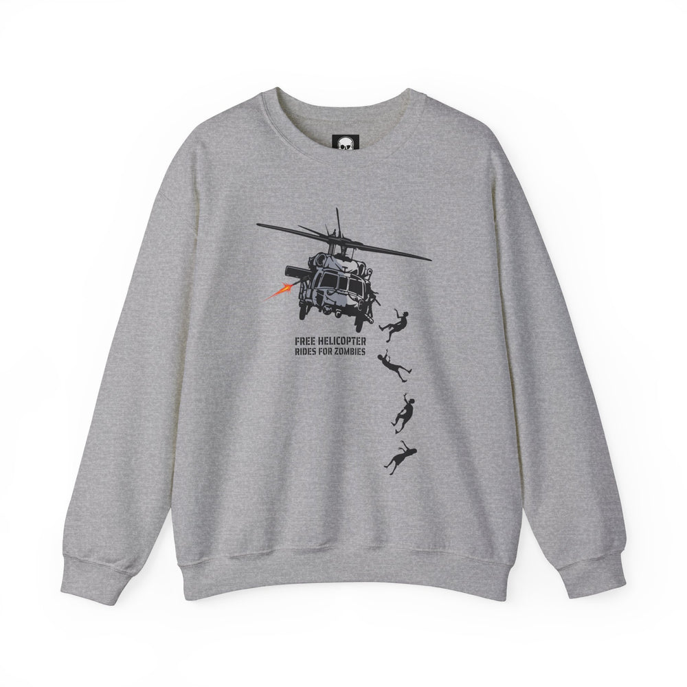 FREE HELICOPTER RIDES FOR ZOMBIES SWEATSHIRT