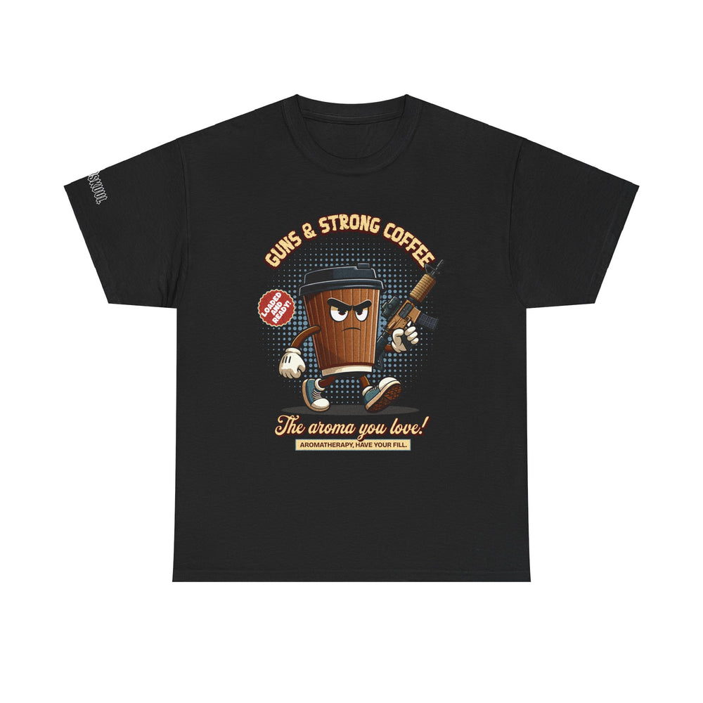 GUNS AND STRONG COFFEE T SHIRT