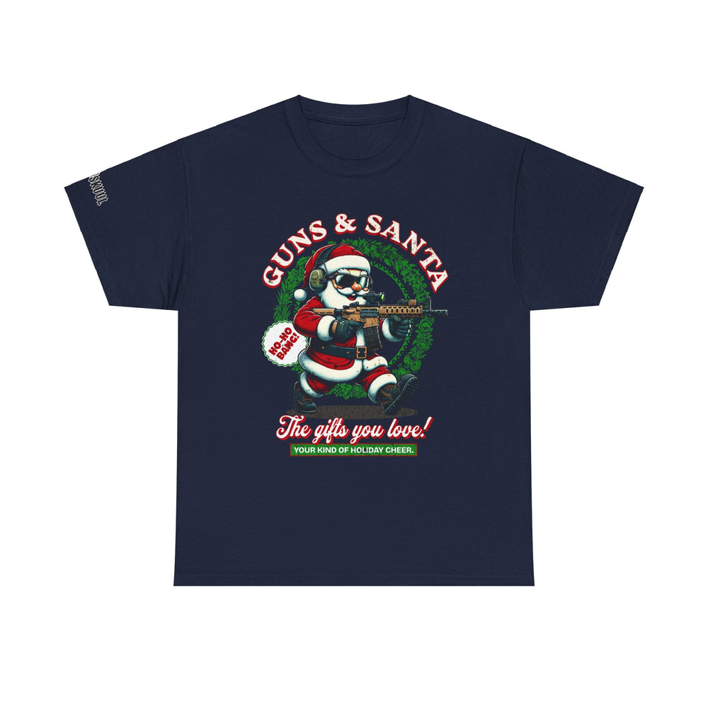 GUNS AND SANTA T SHIRT