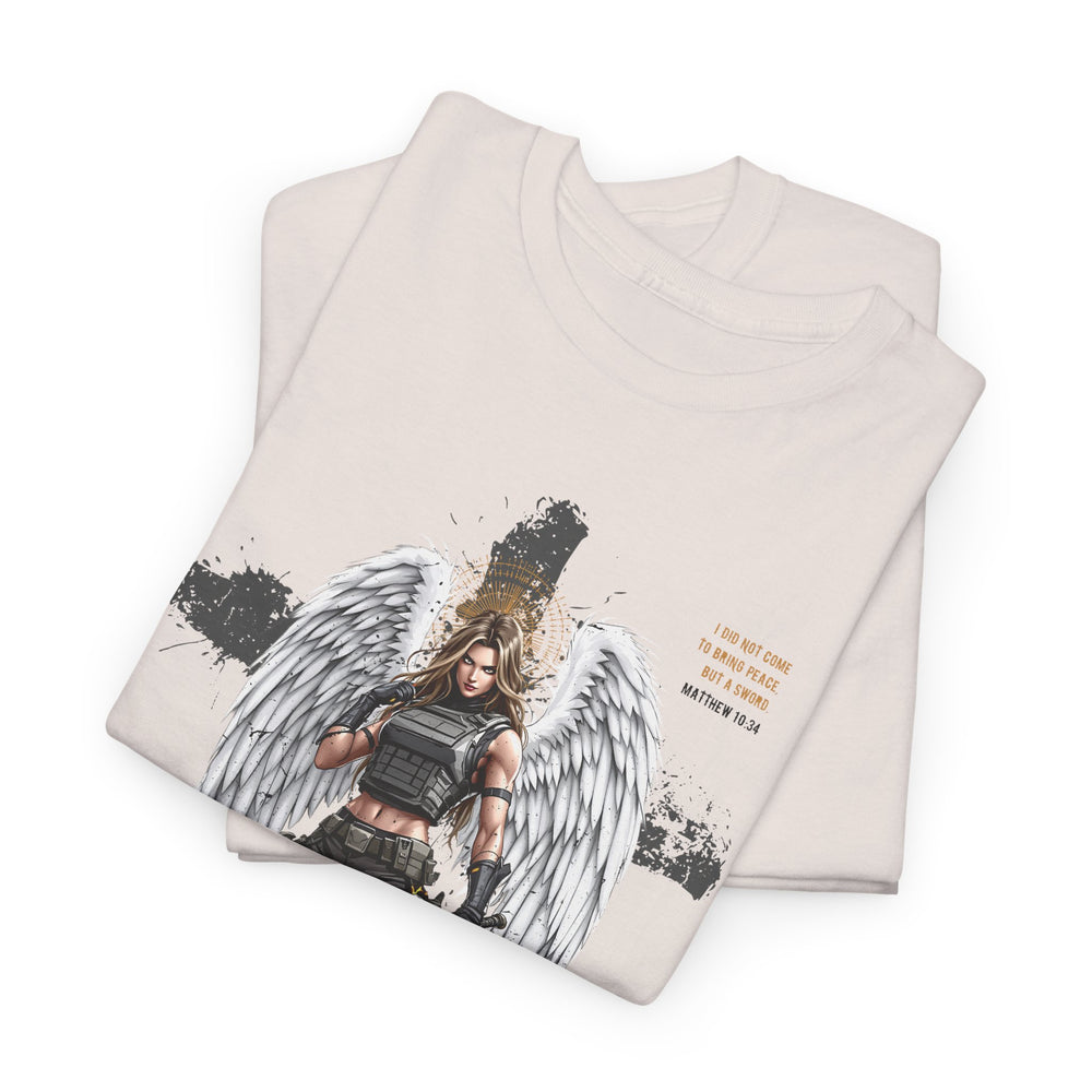 FEMALE ARCHANGEL MATTHEW 10:34 T SHIRT