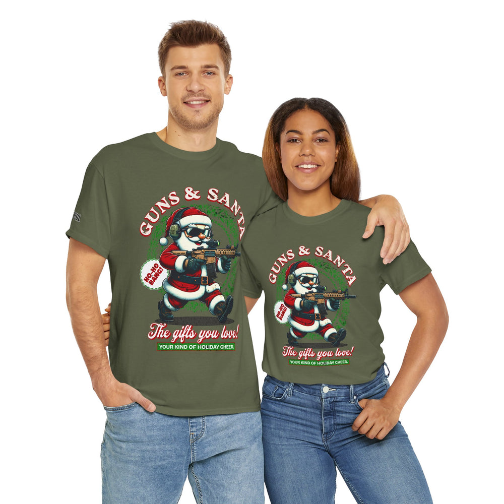 GUNS AND SANTA T SHIRT