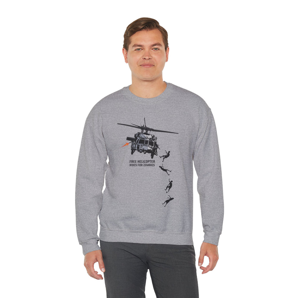 FREE HELICOPTER RIDES FOR ZOMBIES SWEATSHIRT