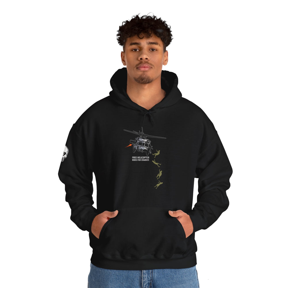 FREE HELICOPTER RIDES FOR ZOMBIES HOODIE