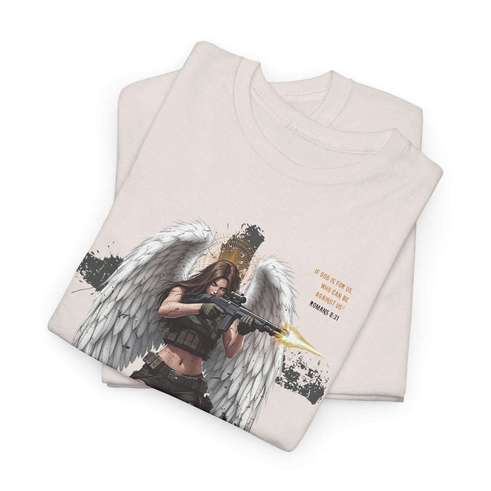FEMALE ARCHANGEL ROMANS 8:31 T SHIRT