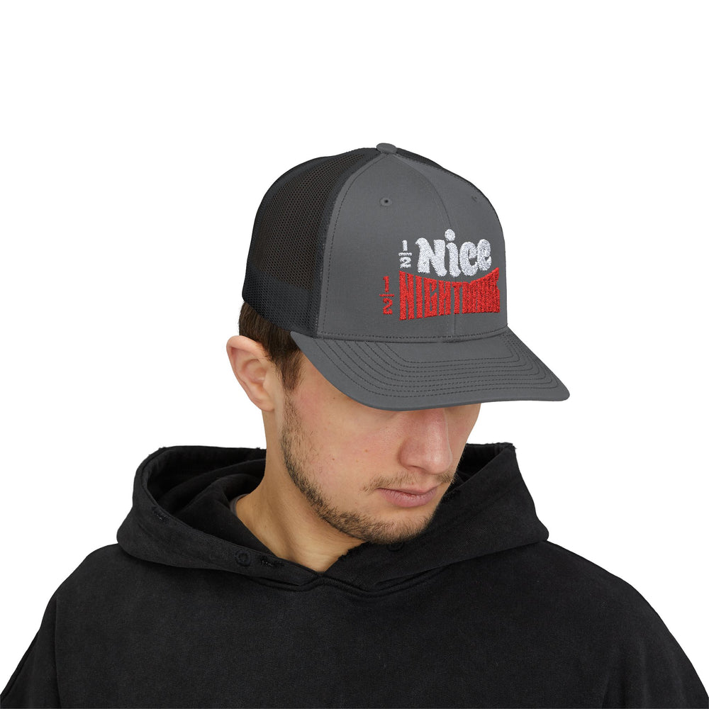 HALF NICE HALF NIGHTMARE TRUCKER HAT