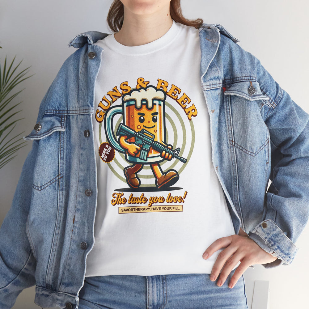 GUNS AND BEER VINTAGE T SHIRT