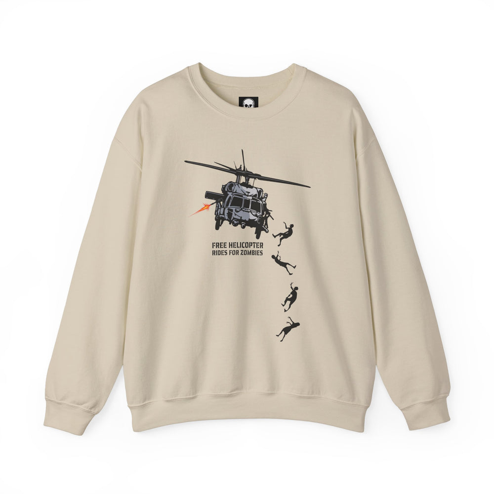 FREE HELICOPTER RIDES FOR ZOMBIES SWEATSHIRT