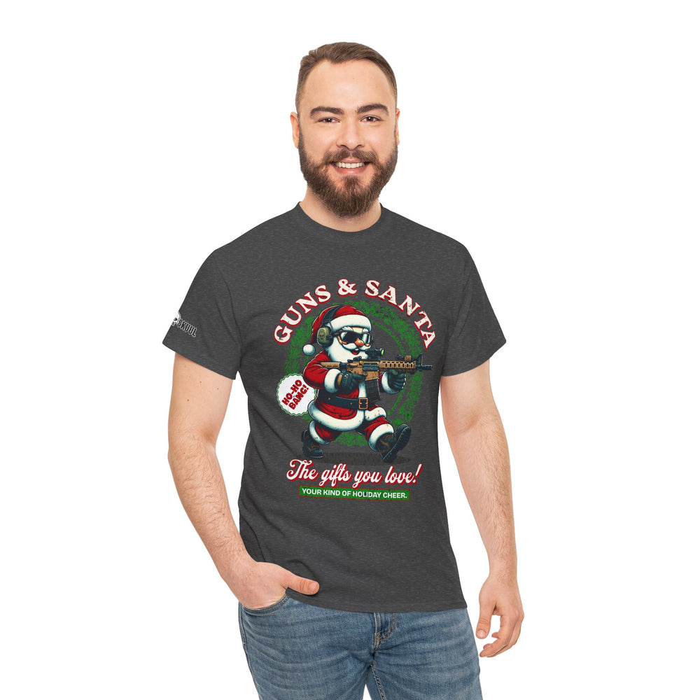 GUNS AND SANTA T SHIRT