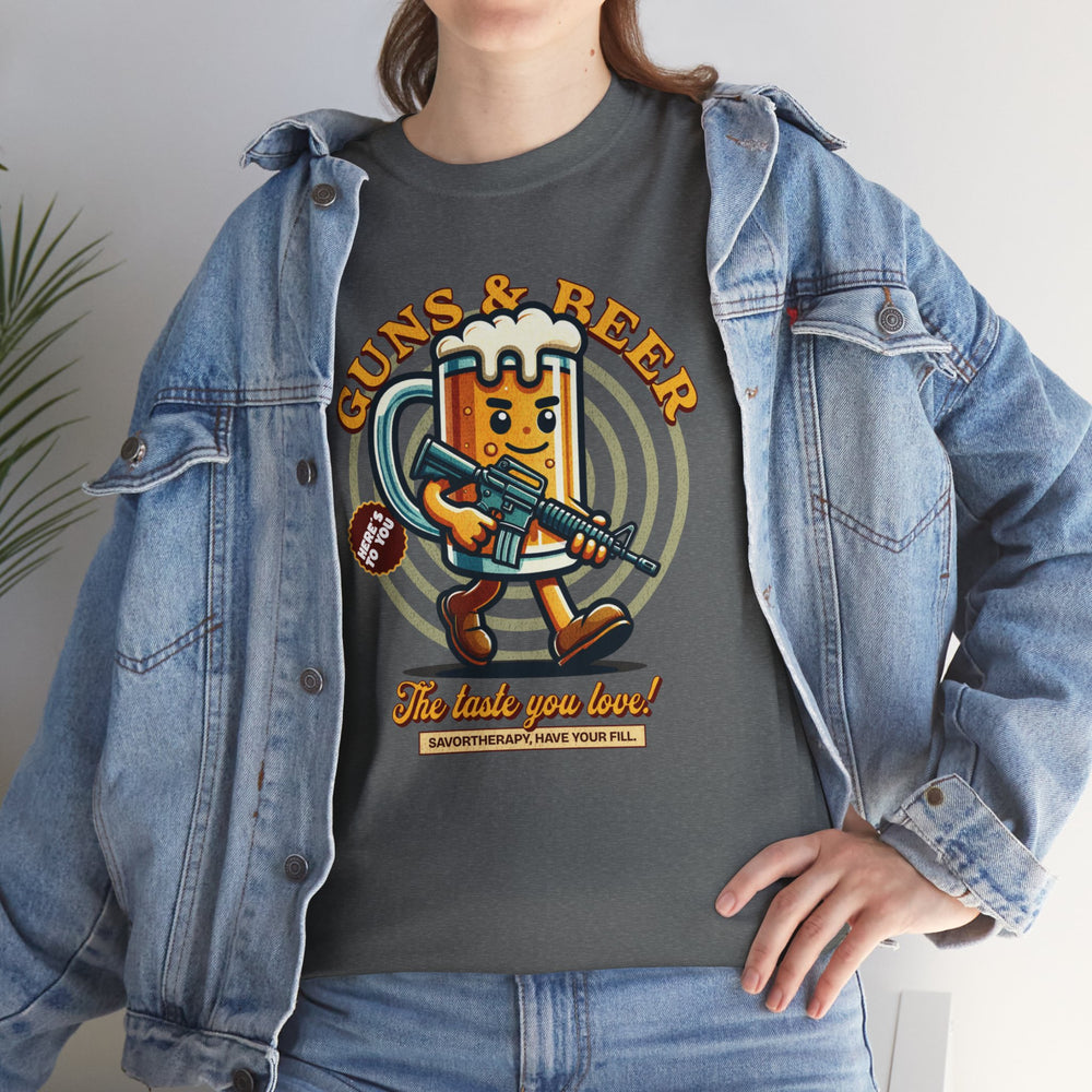 GUNS AND BEER VINTAGE T SHIRT