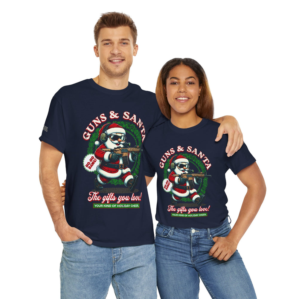 GUNS AND SANTA T SHIRT