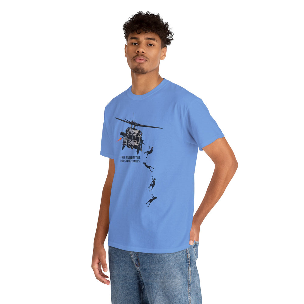 FREE HELICOPTER RIDES FOR ZOMBIES T SHIRT