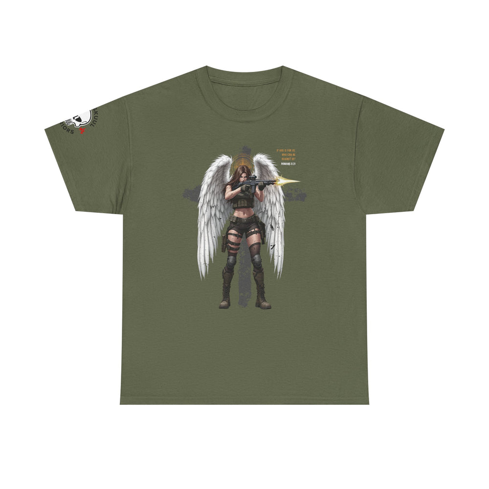FEMALE ARCHANGEL ROMANS 8:31 T SHIRT