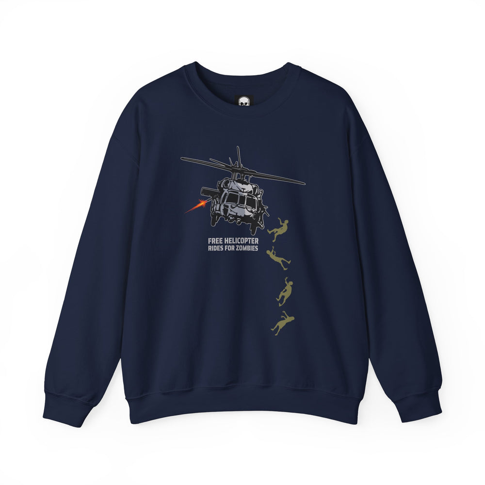 FREE HELICOPTER RIDES FOR ZOMBIES SWEATSHIRT