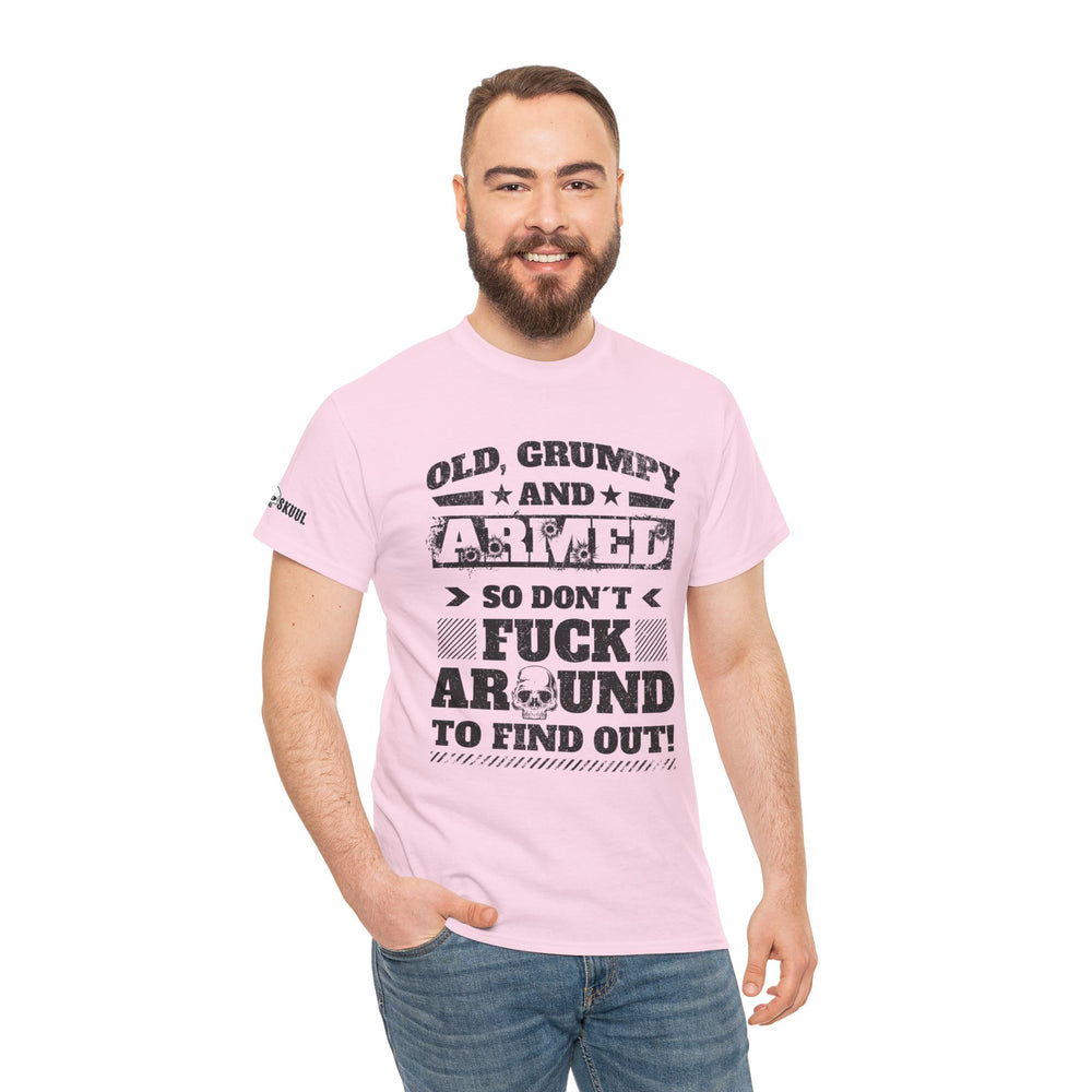 OLD, GRUMPY AND ARMED T SHIRT