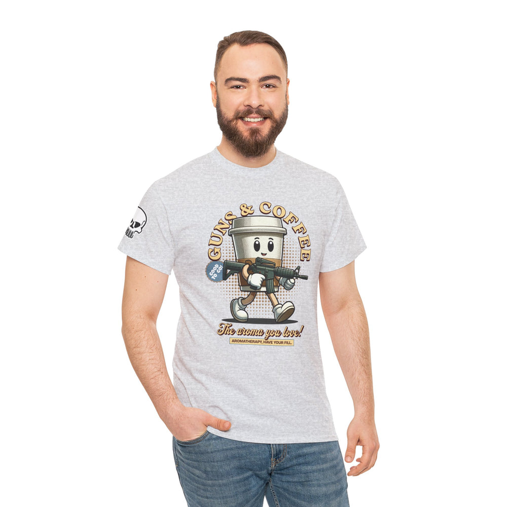 GUNS AND COFFEE VINTAGE T SHIRT