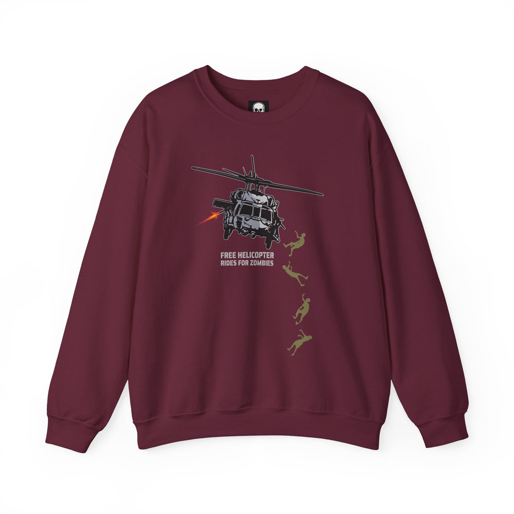 FREE HELICOPTER RIDES FOR ZOMBIES SWEATSHIRT