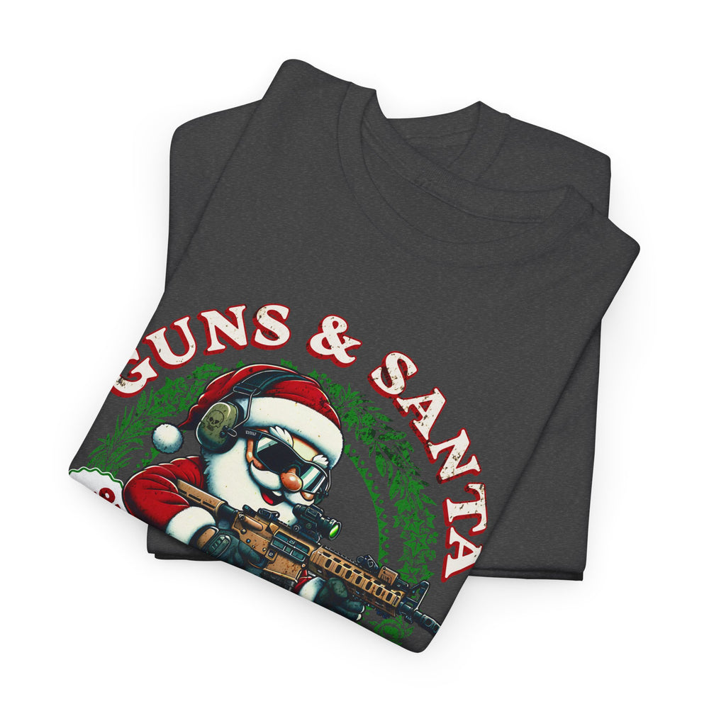 GUNS AND SANTA T SHIRT