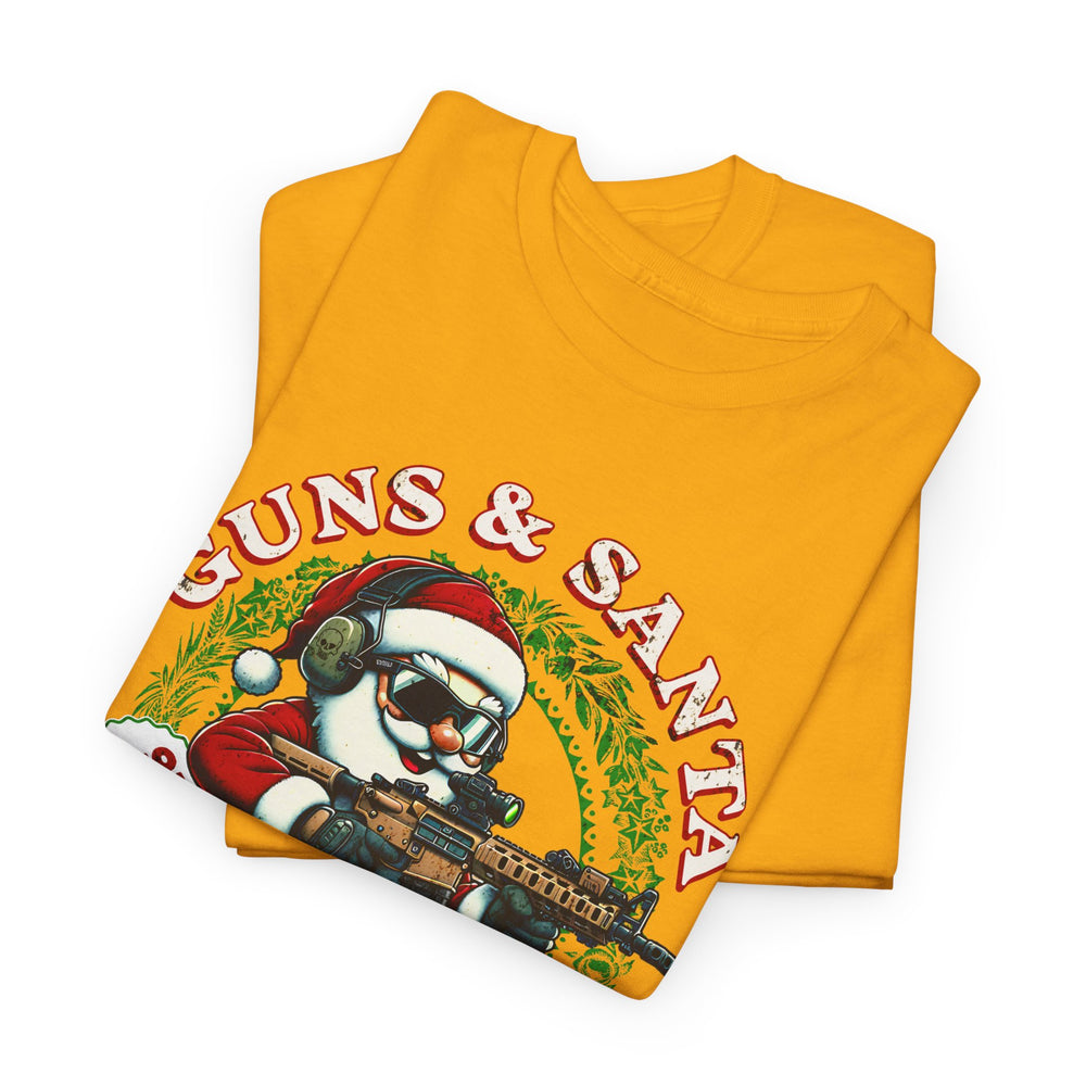 GUNS AND SANTA T SHIRT