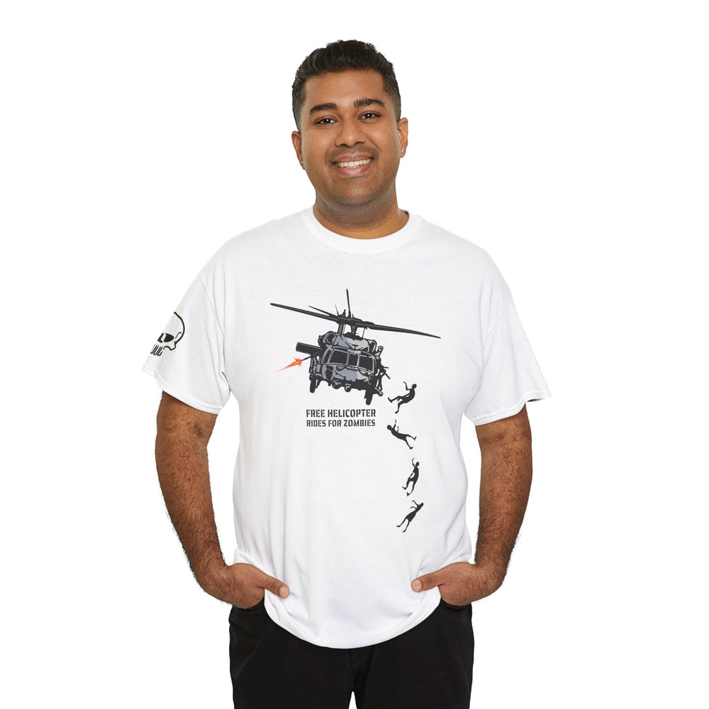 FREE HELICOPTER RIDES FOR ZOMBIES T SHIRT