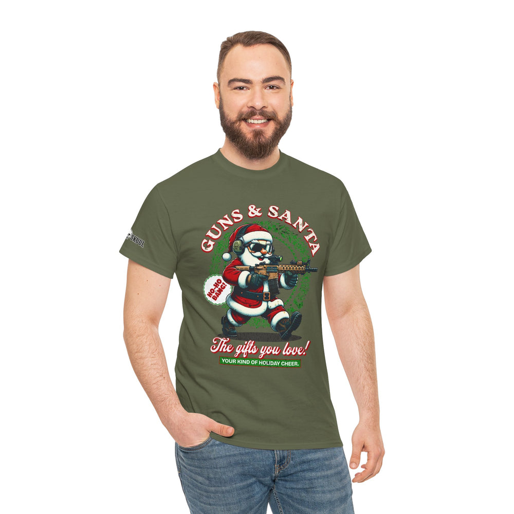 GUNS AND SANTA T SHIRT