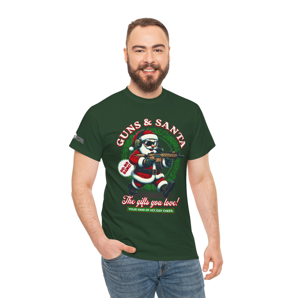 GUNS AND SANTA T SHIRT