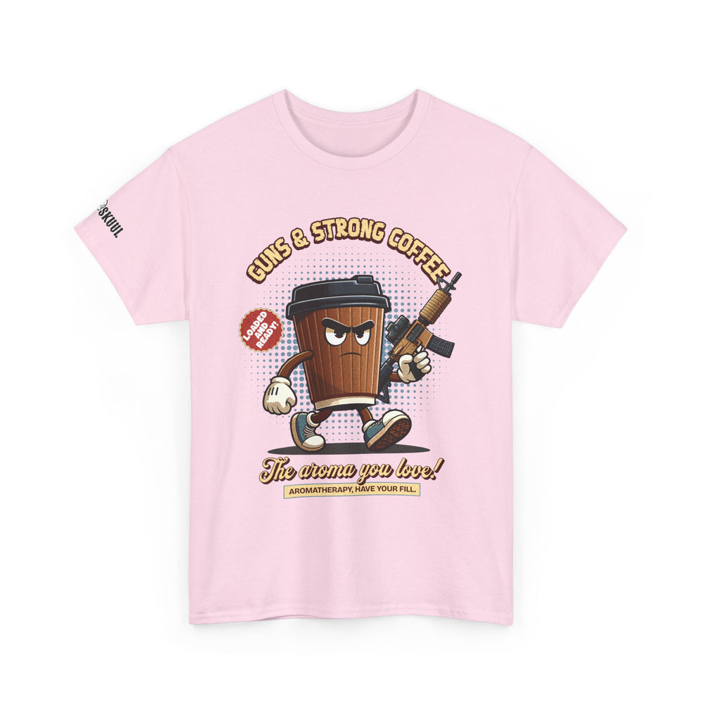 GUNS AND STRONG COFFEE T SHIRT