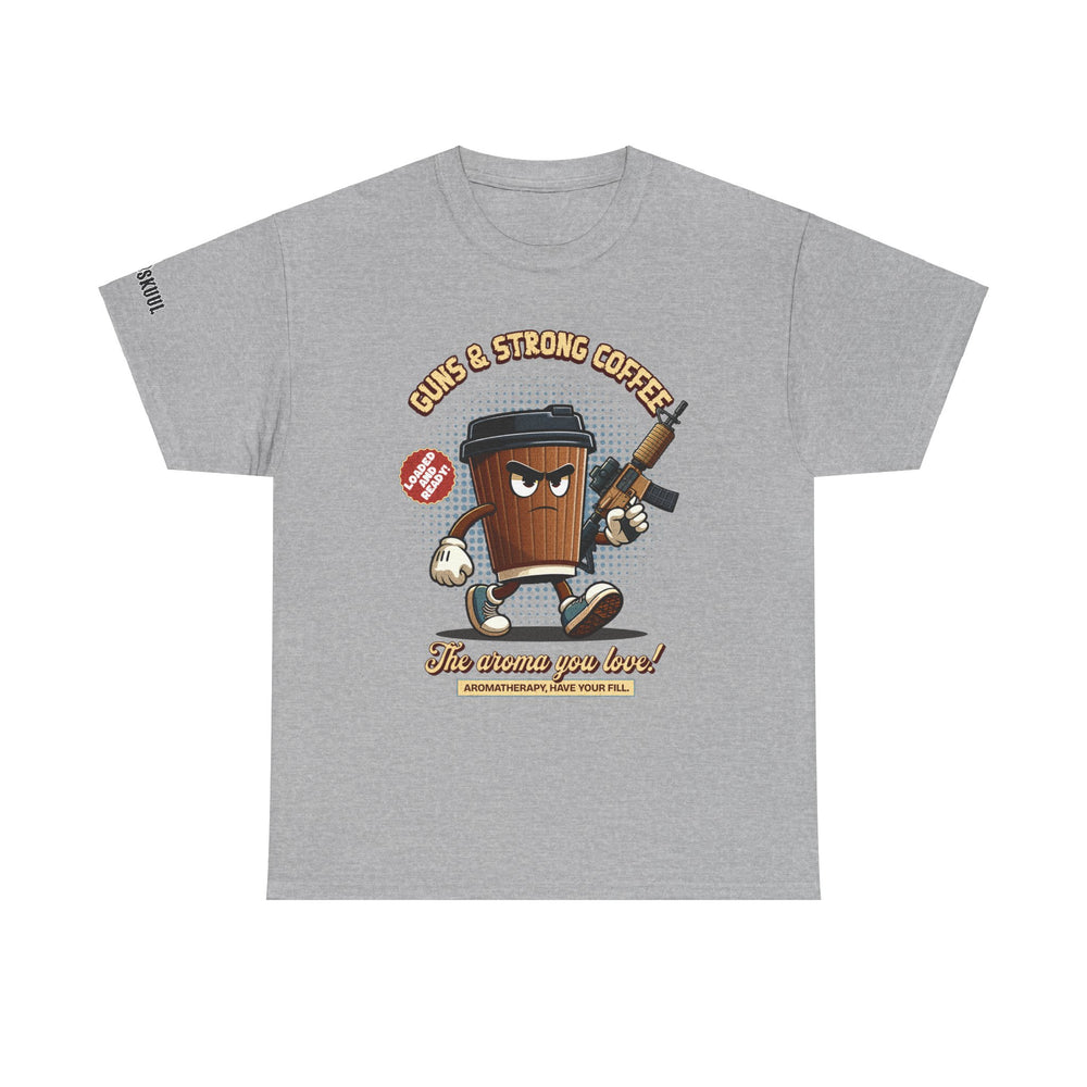 GUNS AND STRONG COFFEE T SHIRT