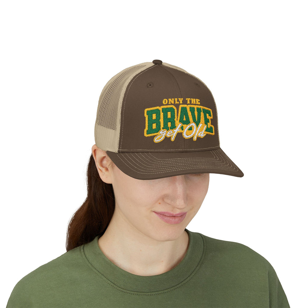 ONLY THE BRAVE GROW OLD SNAP TRUCKER HAT