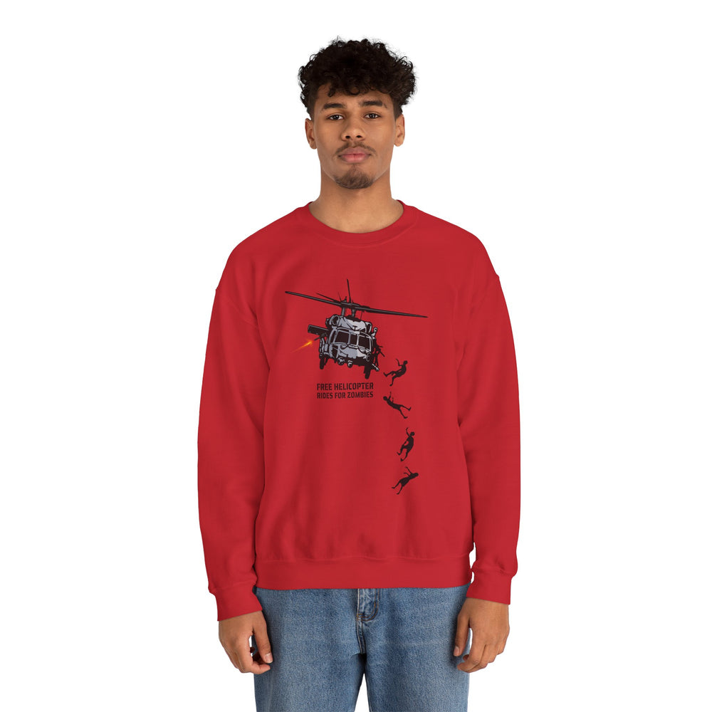 FREE HELICOPTER RIDES FOR ZOMBIES SWEATSHIRT