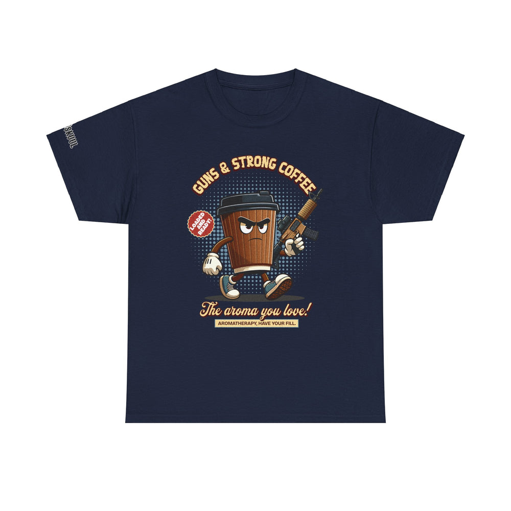 GUNS AND STRONG COFFEE T SHIRT