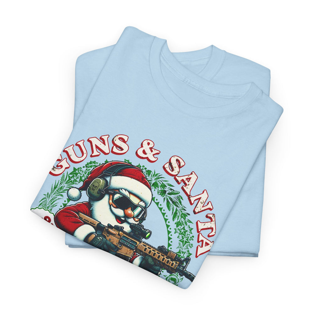 GUNS AND SANTA T SHIRT