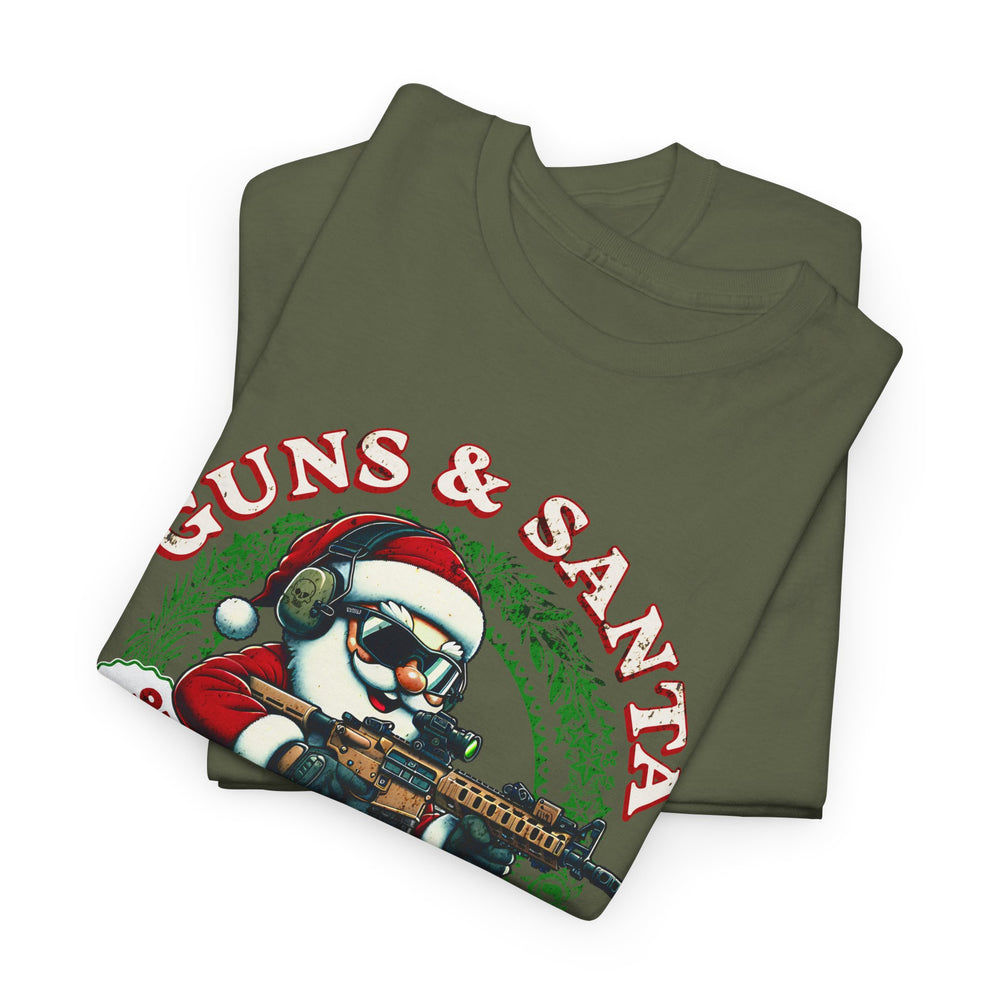 GUNS AND SANTA T SHIRT