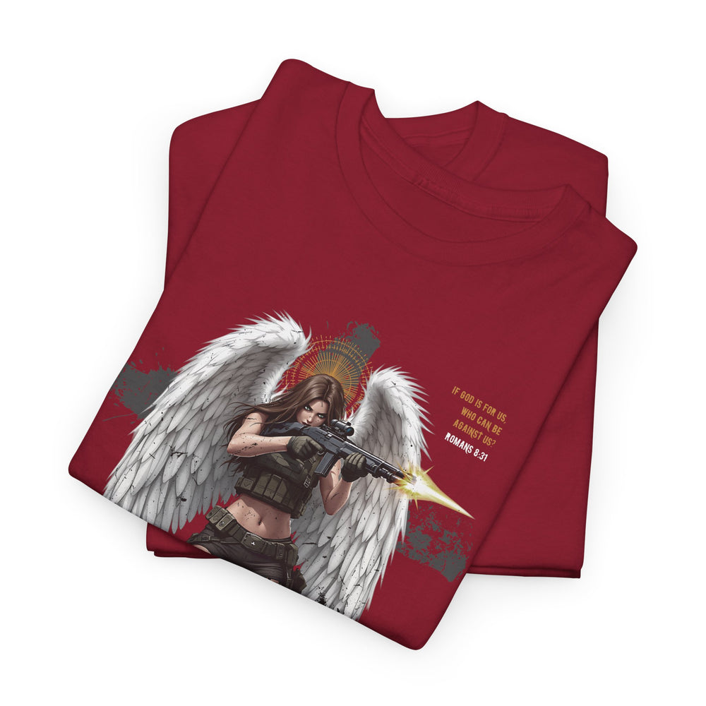 FEMALE ARCHANGEL ROMANS 8:31 T SHIRT
