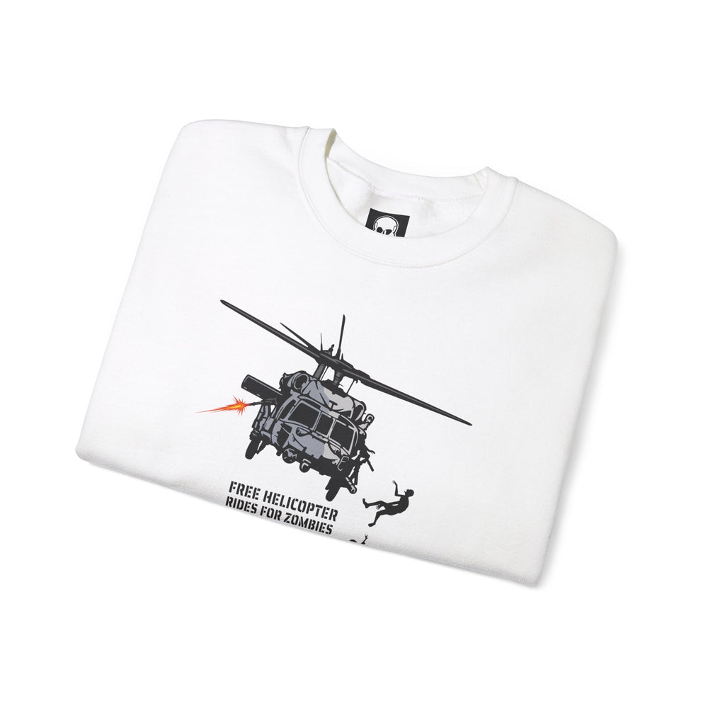 FREE HELICOPTER RIDES FOR ZOMBIES SWEATSHIRT