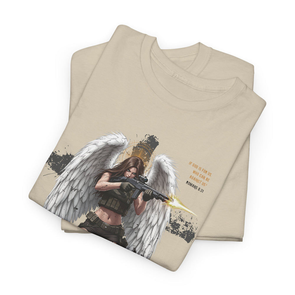 FEMALE ARCHANGEL ROMANS 8:31 T SHIRT