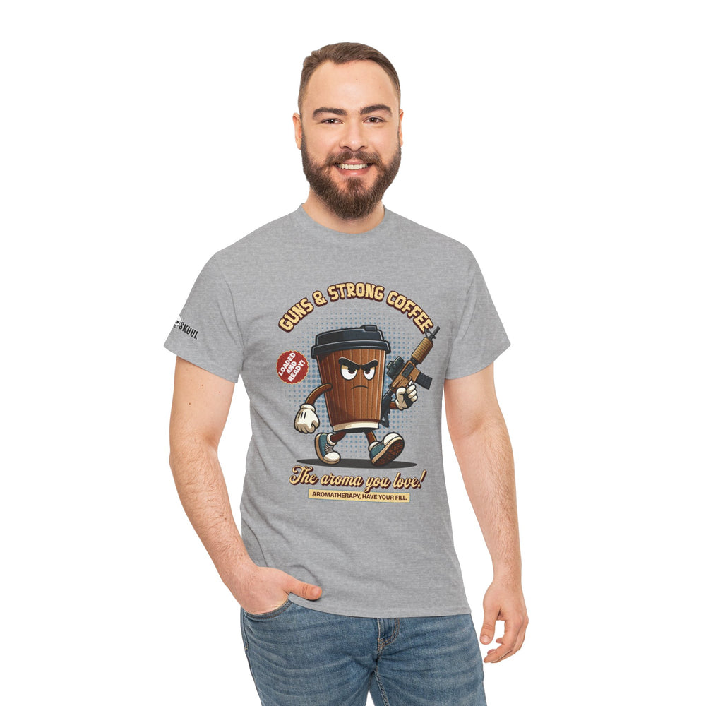 GUNS AND STRONG COFFEE T SHIRT