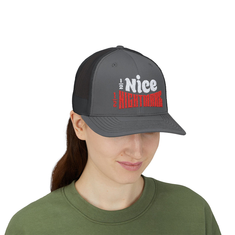 HALF NICE HALF NIGHTMARE TRUCKER HAT