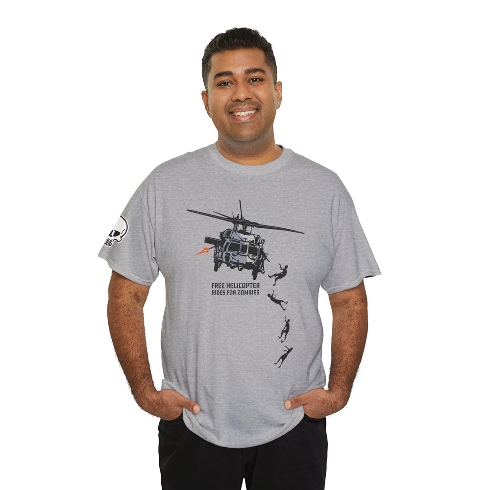 FREE HELICOPTER RIDES FOR ZOMBIES T SHIRT