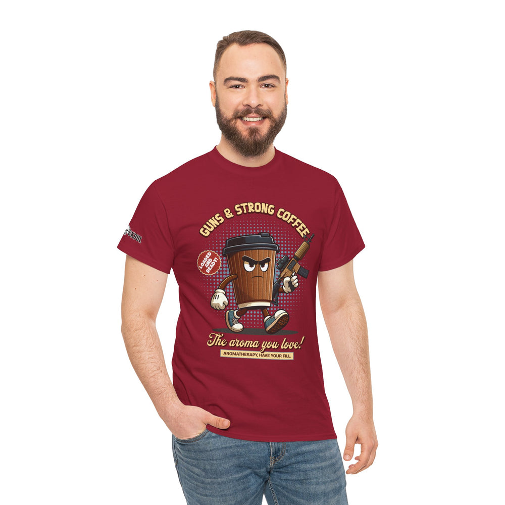 GUNS AND STRONG COFFEE T SHIRT