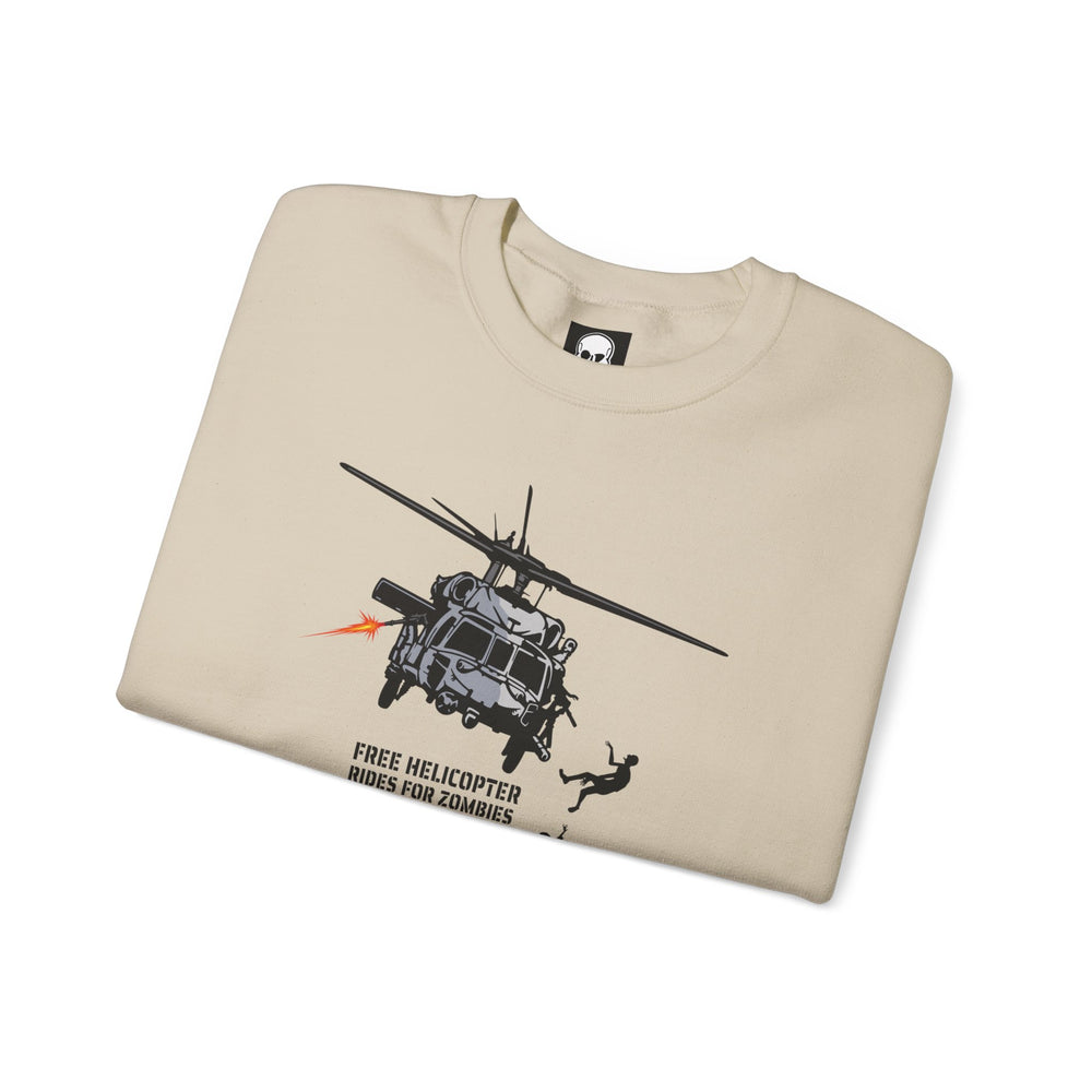 FREE HELICOPTER RIDES FOR ZOMBIES SWEATSHIRT