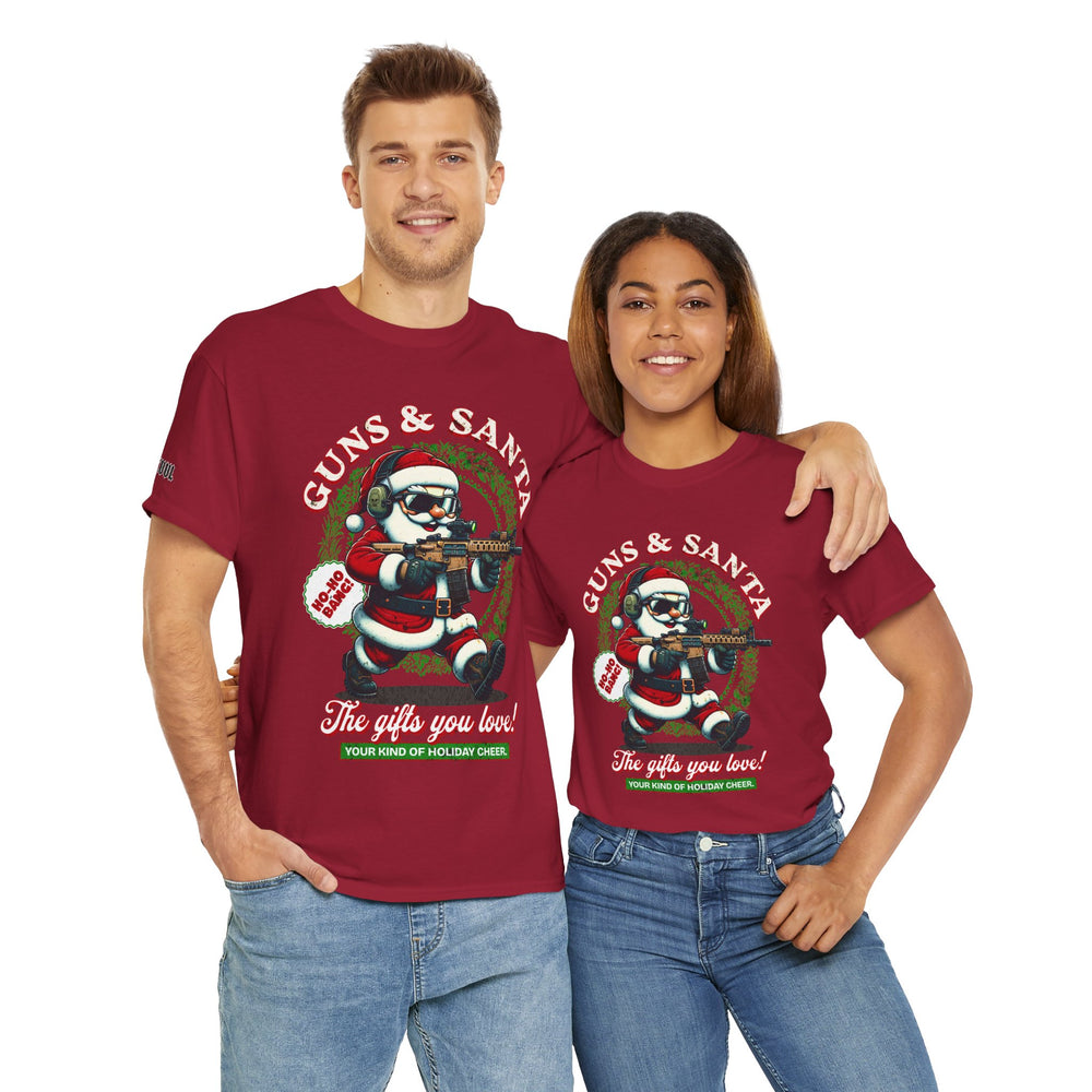 GUNS AND SANTA T SHIRT