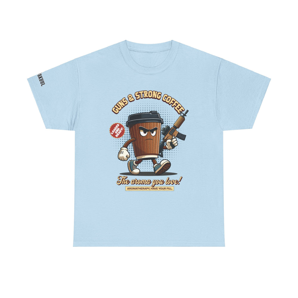 GUNS AND STRONG COFFEE T SHIRT