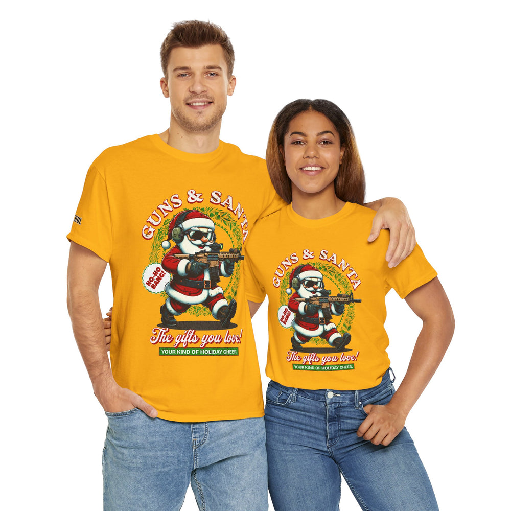 GUNS AND SANTA T SHIRT