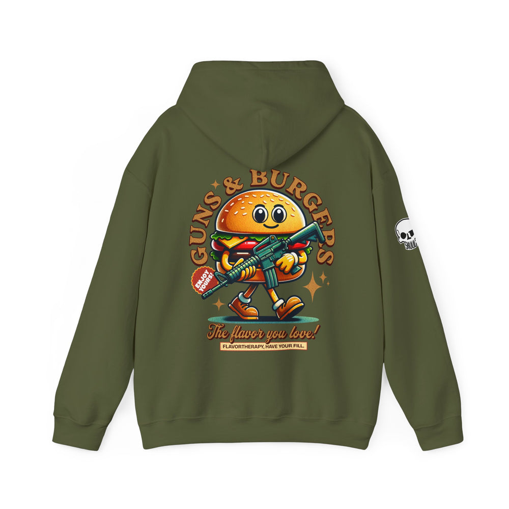 GUNS AND BURGERS VINTAGE HOODIE