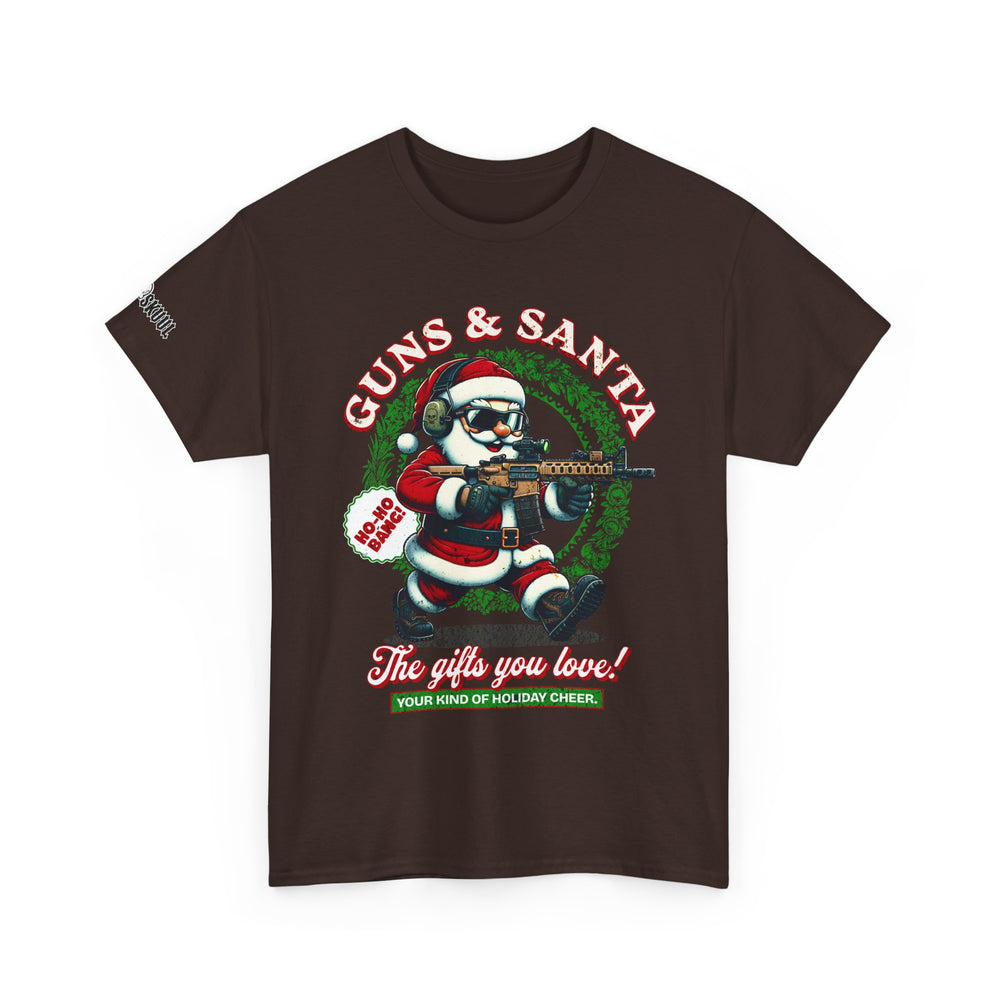 GUNS AND SANTA T SHIRT